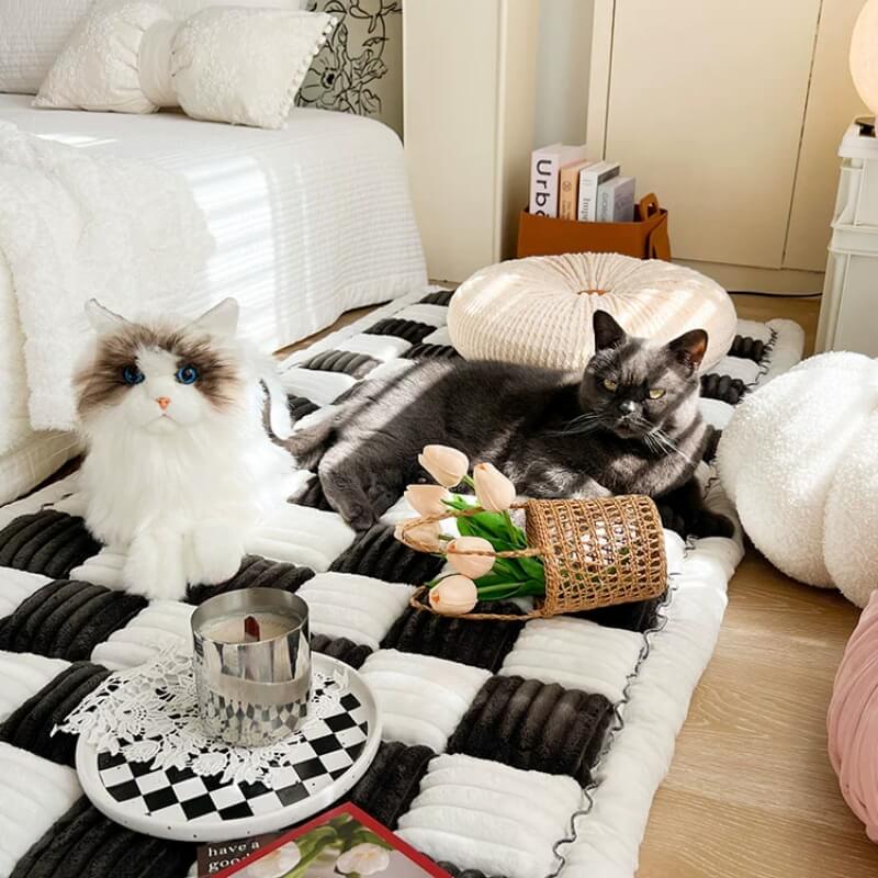 Square Fuzzy Pet Dog Mat Bed Couch