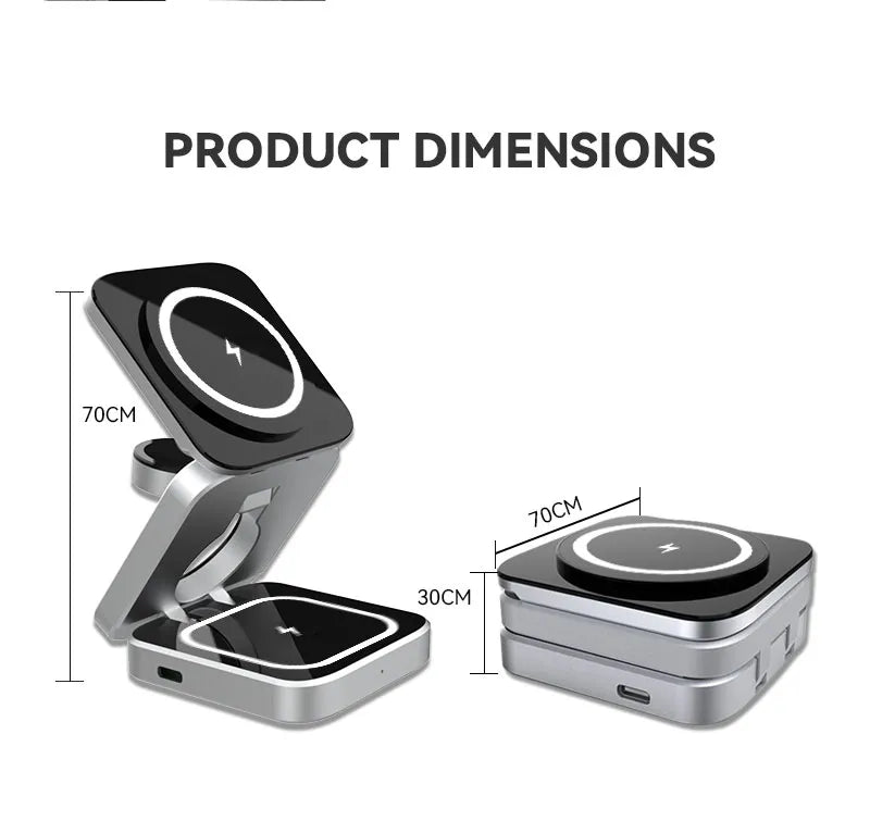 "MagnaCharge Trio: Foldable Magnetic Wireless Charging Station"