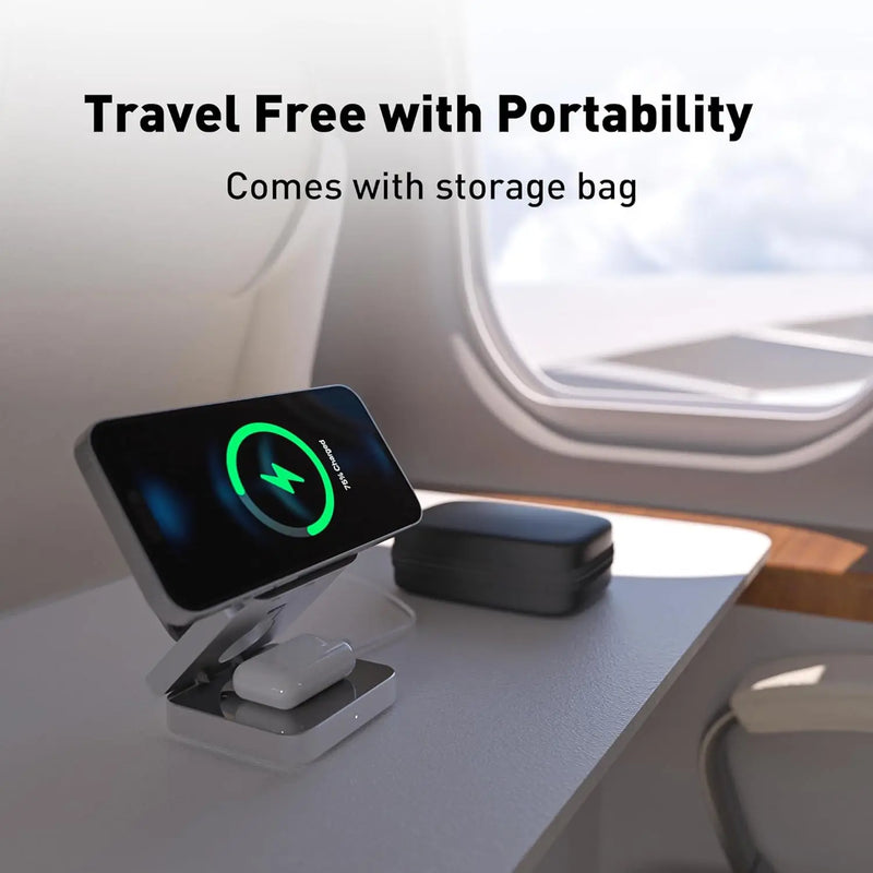 "MagnaCharge Trio: Foldable Magnetic Wireless Charging Station"