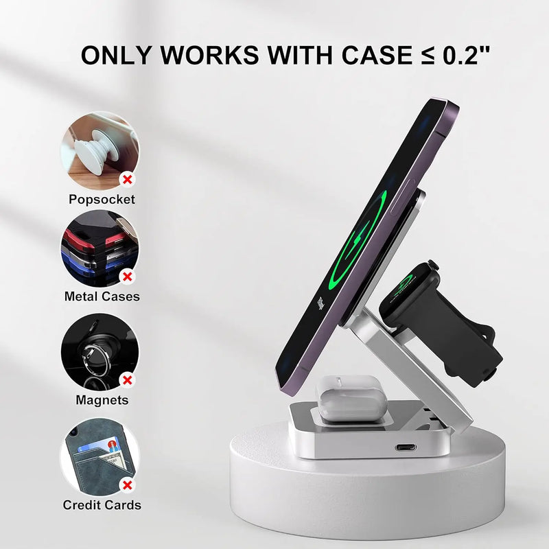 "MagnaCharge Trio: Foldable Magnetic Wireless Charging Station"