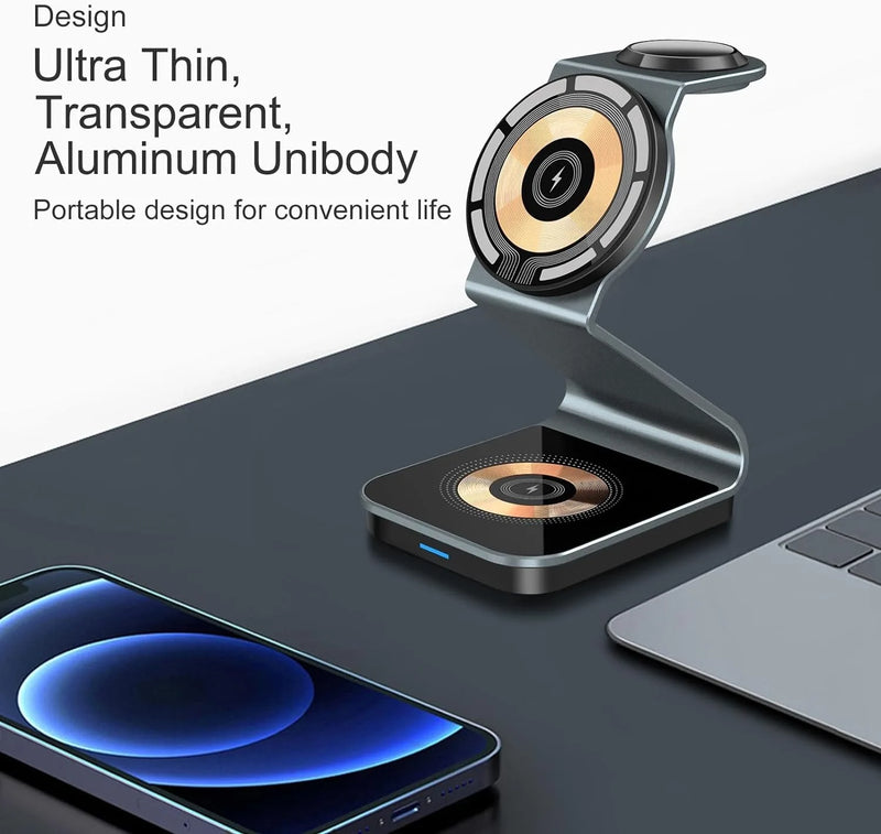 Magnetic 3 in 1 Wireless Charger for iPhone 15 14 Pro Max