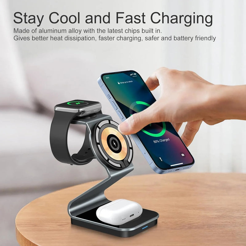 Magnetic 3 in 1 Wireless Charger for iPhone 15 14 Pro Max