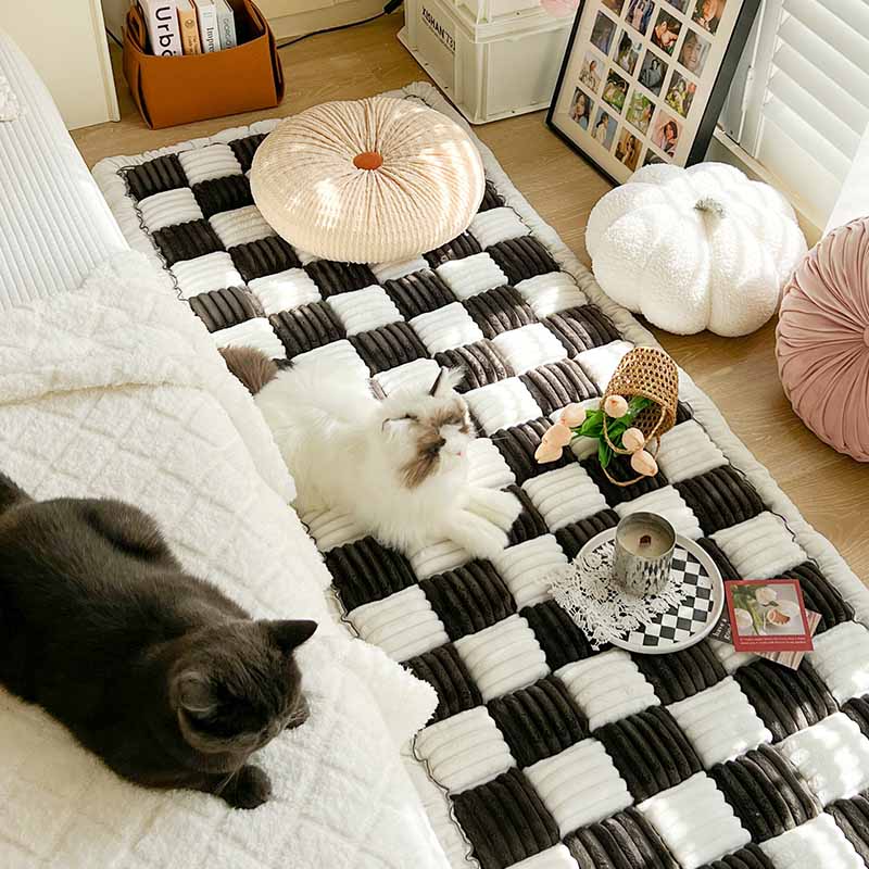 Square Fuzzy Pet Dog Mat Bed Couch